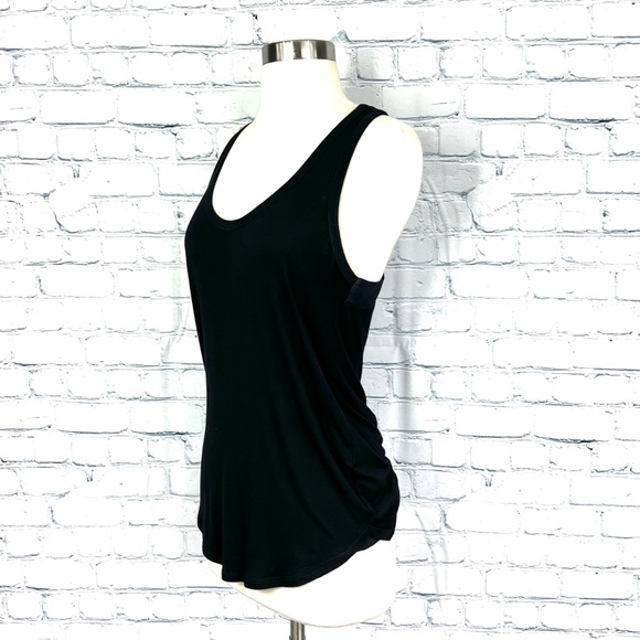 🔥2/$10 |•TROUVÉ•| Black Zip Up Racerback Scoop Neck Tank Top Size Small - Picture 3 of 11